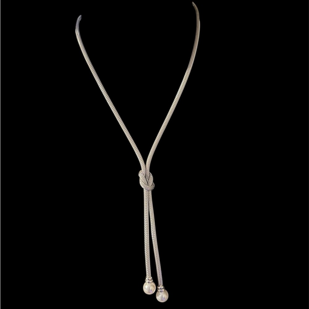 Elegant Sterling Silver Knot Necklace with pearls